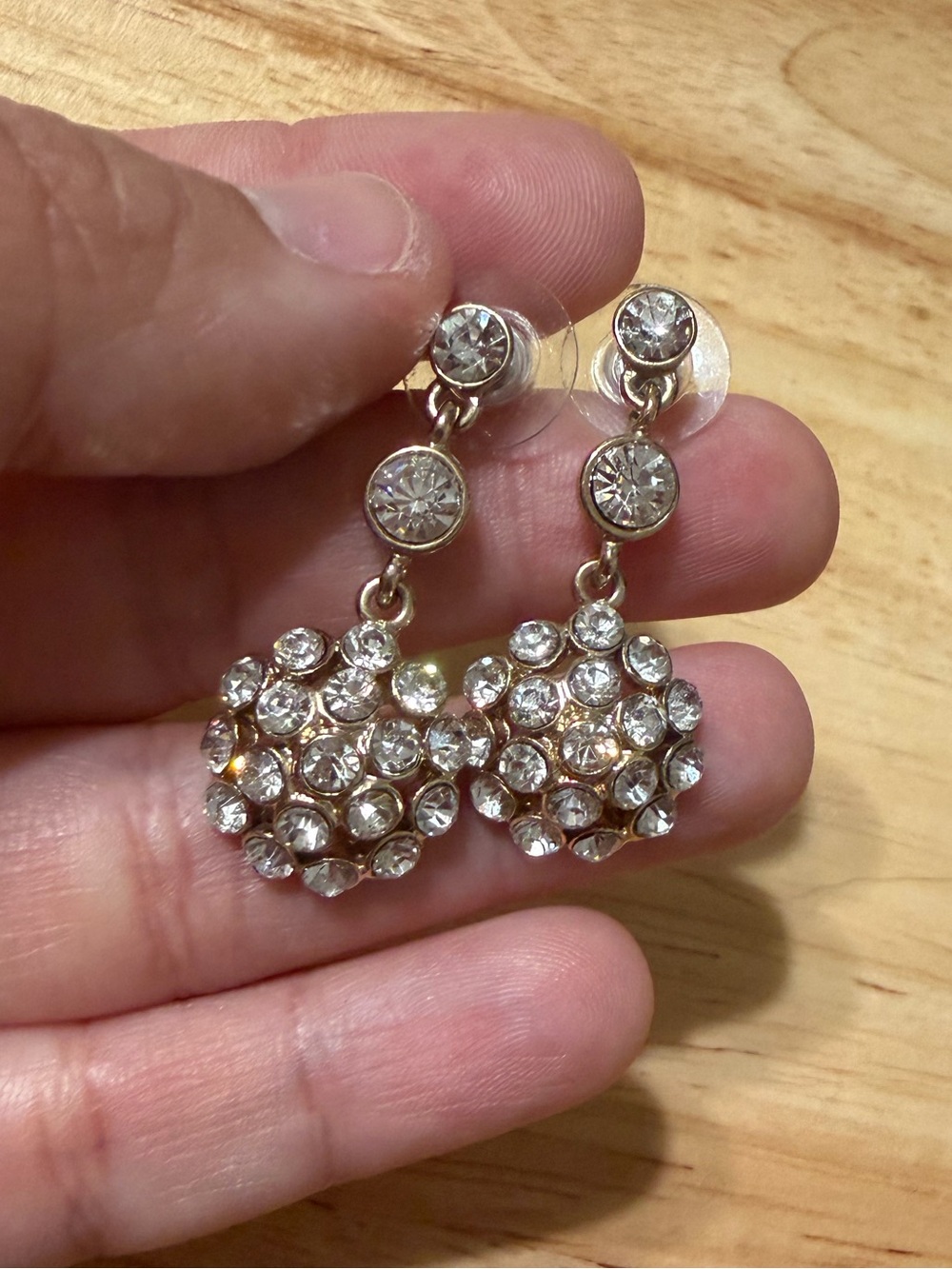 Crystal Cluster Drop Earrings - Clear Rhinestone Dangle